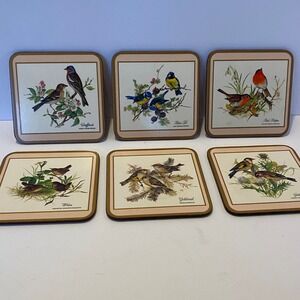 Pimpernel Coasters Set of 6 OS Multicolor Excellent British Garden Birds